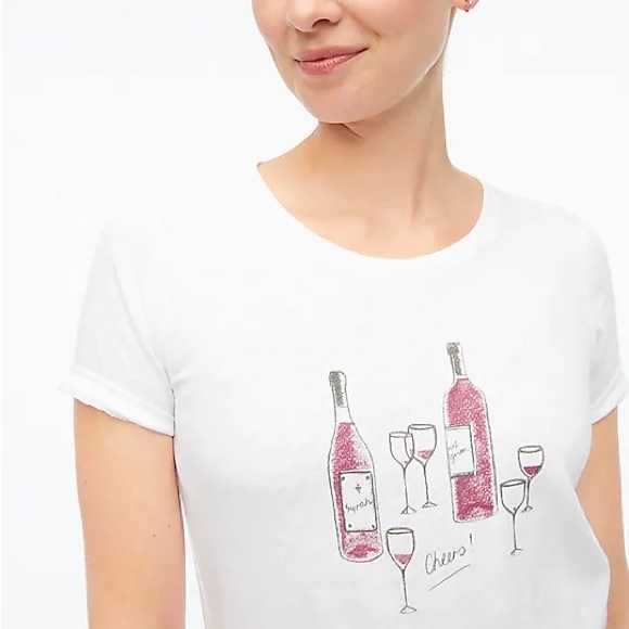 J.Crew Wine Bottles Collector Tee Graphic Short Sleeve T-Shirt Cheers! AZ085 NWT - Picture 2 of 12